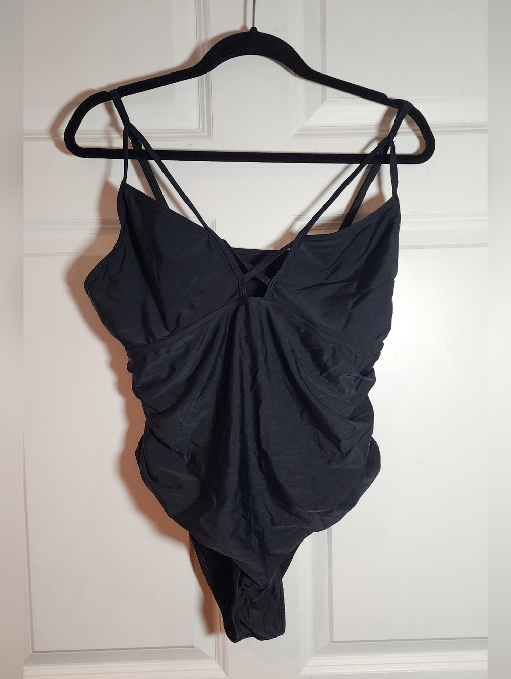 Shein Strappy Black Ruched One-Piece Swimsuit 2XL